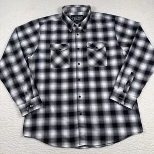 Dixxon Mens XL The 13 Heritage Flannel Black and White Plaid Long Sleeve Snap Up